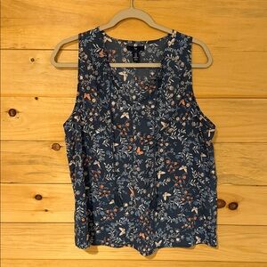 GAP Navy Floral Print Blouse